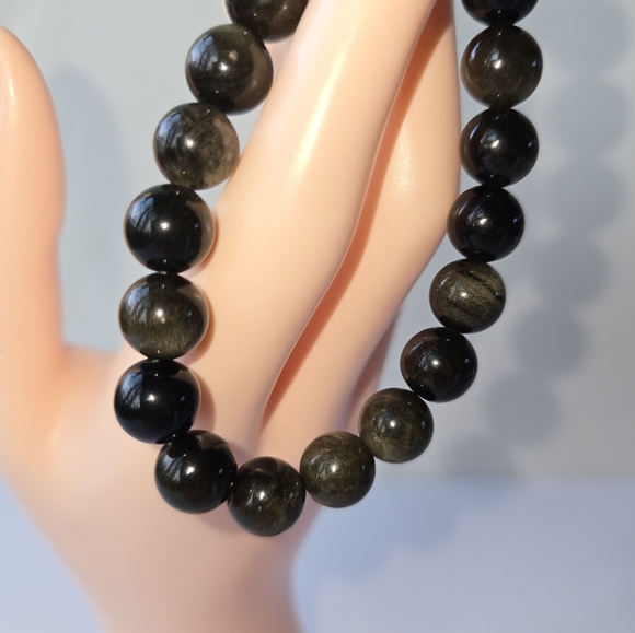 🐰SALE🐰 10mm Golden Obsidian Bracelet - Picture 3 of 14